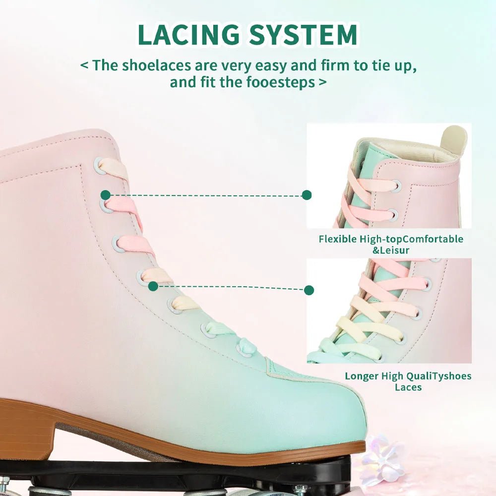 Women Double Row Roller Skates PU Leather Roller Skates Skating Shoes Inline 4 Wheels Sneakers Outdoor Children's Skate Shoes - silverfoxgoods